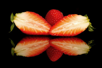 Strawberry on black background