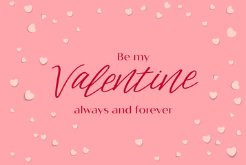 Valentines Day holiday pattern design. Heart shape with text. Vector illustration.