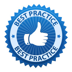 Best Practice label icon isolated on white background. Vector illustration