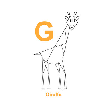 G - Giraffe. Geometric Learning Icon. Vector Alphabet.