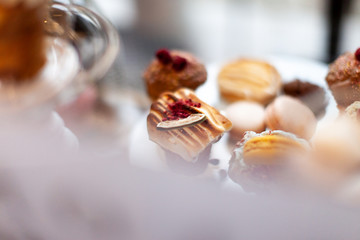 Cakes at sweet shop window
