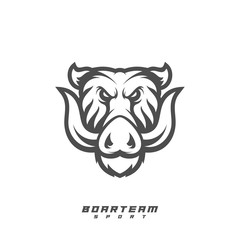 Boar Esport gaming mascot logo template Vector. Modern Head Boar Logo Vector