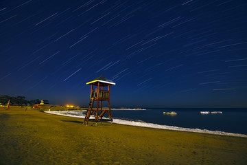 Frozen coastline under the stars, Qinhuangdao City, China