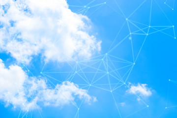cloud storage on sky background by digital ai data web online technology social network business concept, system connection to working, internet of things - Powered by Adobe