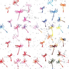 Seamless pattern with dandelions. Drawing by hand, children's drawing. Black and white. Stylish simple background.