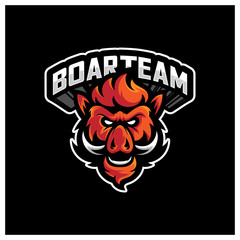 Boar Esport gaming mascot logo template Vector. Modern Head Boar Logo Vector