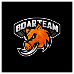 Boar Esport gaming mascot logo template Vector. Modern Head Boar Logo Vector