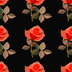 seamless pattern in bright colors with flowers of roses, wallpaper ornament, wrapping paper