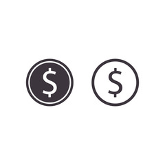Coin Icon, Vector money isolated flat design illustration