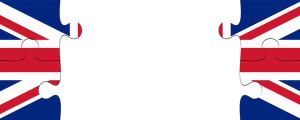 Frame of UK Flag Jigsaw Puzzle Pieces With Copy Space, 3d illustration