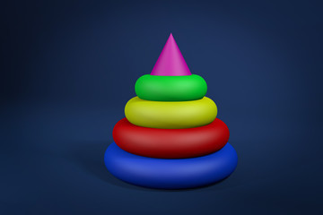 Colorful pyramid toy for babies 3d rendering