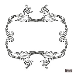 Vintage scroll baroque frame, decorative design element.