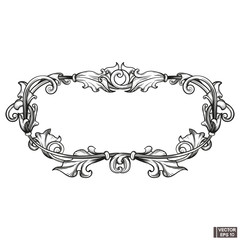 Vintage scroll baroque frame, decorative design element.