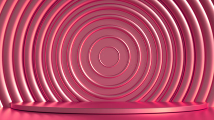 Podium, pedestal in the studio. 3d illustration, 3d rendering.