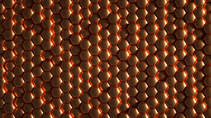Geometric hexagon metal texture. 3d illustration, 3d rendering.