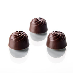 chocolate pranines isolated on white background
