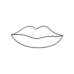 Abstract hand-drawn lips, brush lines, fashion symbol. Element for logo, label, print for clothes, etc., Design element isolated on white background.