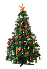Christmas artificial decorated fir tree