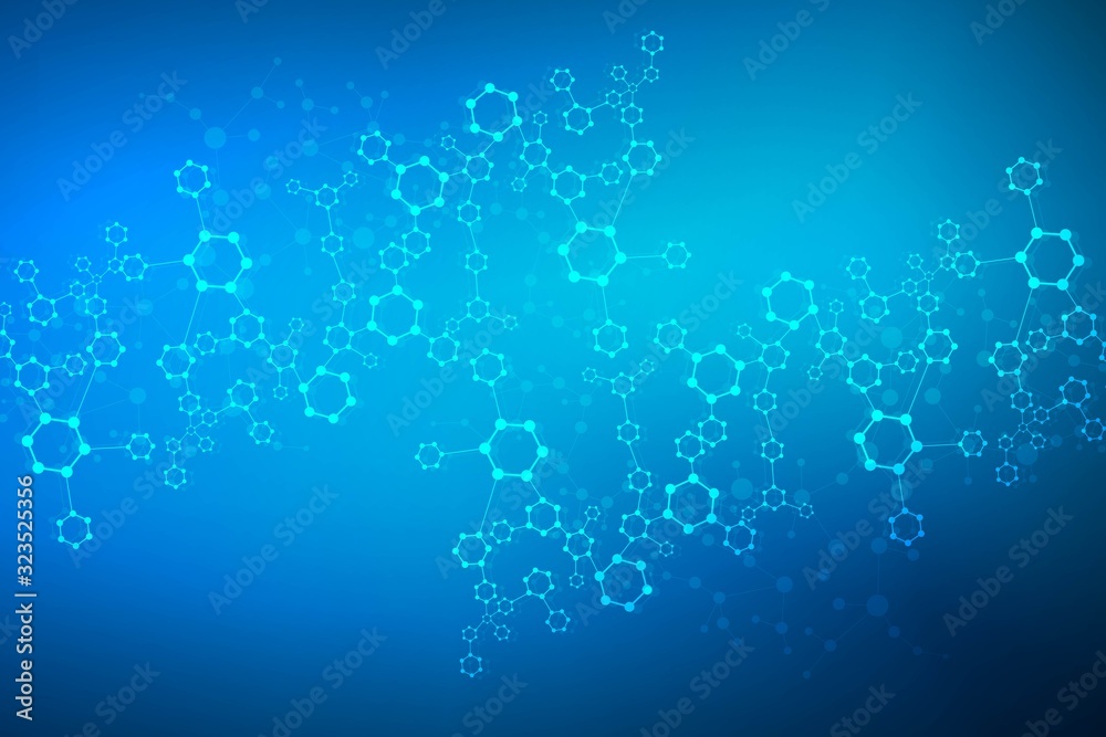 Aufkleber geometric abstract background with connected line and dots. structure molecule and communication. bi