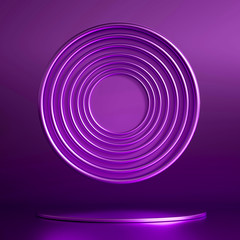 Podium, pedestal in the studio. 3d illustration, 3d rendering.