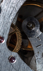old clockwork, metal gears close up