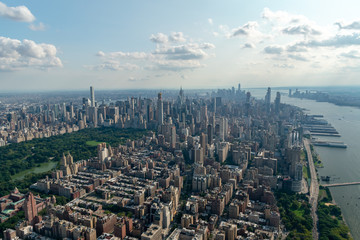 Central Park and New York City aerial photograph facing towards lower Manhattan