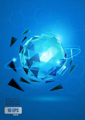 Abstract sphere with technology conceptual on blue background