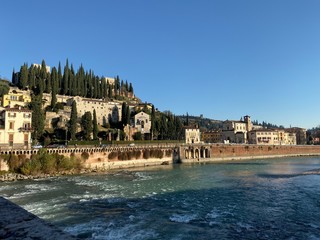 Verona Adige River, December 2019. Landscape. ヴェローナ アディジェ川、2019年の12月