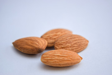 Almonds. Almond nut isolated.Full depth of field. Close-Up Stock Photography Image