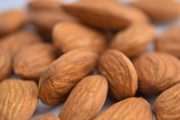 Almonds. Almond nut isolated.Full depth of field. Close-Up Stock Photography Image