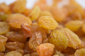 Yellow golden raisins isolated on white background Close-Up Stock Photography Image