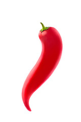 Hot red chili peppers on a white background, isolated. Organic agricultural product, ingredients for cooking, spice. Mexican or Asian spicy cuisine concept. Object for packaging design, advertising.