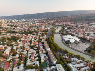 Obraz premium Tbilisi aerial landscape city sunset photo