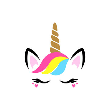 Unicorn face with forelock cute clipart vector isolated.