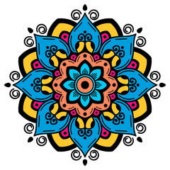 Decorative hand-drawn round pattern in the form of a mandala. Good decoration for the holidays.