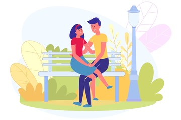 Romantic Date Couple in Love in Park, Illustration