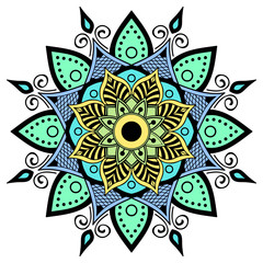 Decorative hand-drawn round pattern in the form of a mandala. Good decoration for the holidays.