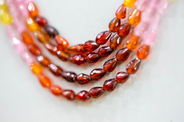Beautiful red Glass Sparkle Crystal Isoalted Beads on white background
