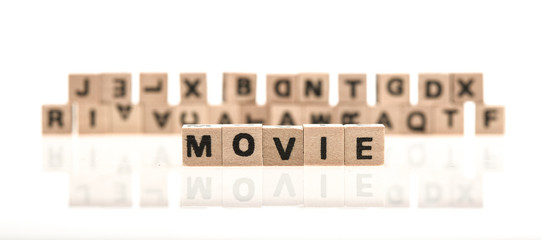 Movie word made of wooden blocks