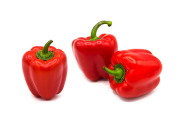 ripe fresh organic peppers isolated on a white background
