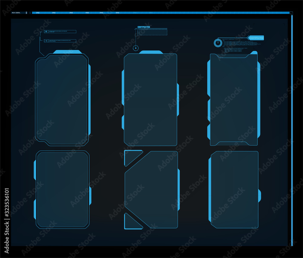 Poster warning frame. abstract tech design blue and red futuristic frame in modern hud style background. ab