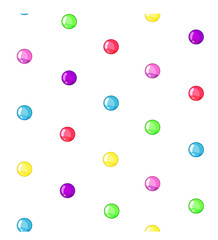 Seamless pattern with multicolor dots on the transparent background. Vector illustration