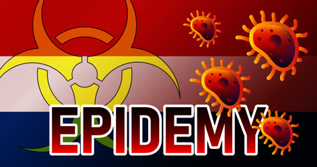 Virus attack on Netherlands  viruses or bacteria threat, medical industry concept