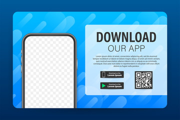 Download page of the mobile app. Empty screen smartphone for you app. Download app. Vector stock illustration