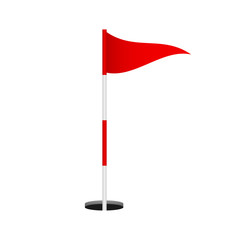 Red golf flag on white background. Vector stock illustration
