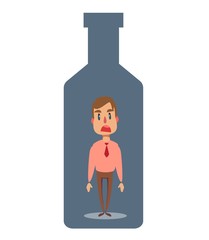 Alcoholism. Conceptual illustration for alcoholism. Vector flat design illustration.