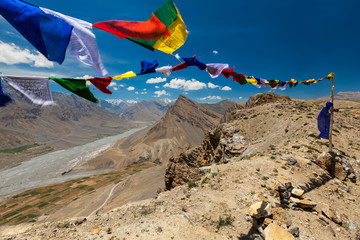 Buddhist prayer flags lungta with 