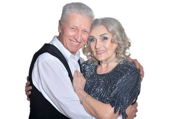 Portrait of a happy senior couple hugging