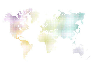 Dotted map of World. Colorful halftone design. Simple flat vector illustration