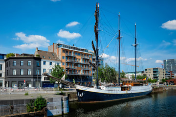 Ship moored in Willemdock in Antwerp, Belgium, Europe